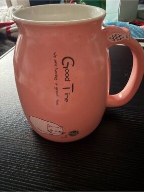 Pink Ceramic Cat Mug with Handle - Good Time Design